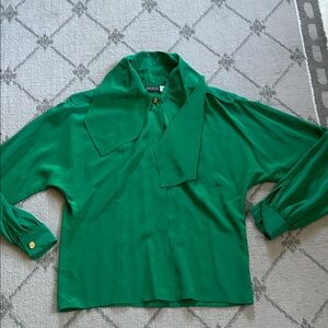 Vintage 1980’s Levante’ Elegant Silk Green Blouse